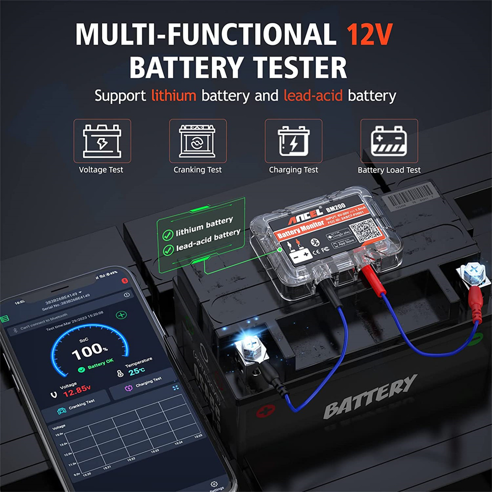12V Car Battery Tester Bluetoo - Battery Load Tester 评论和价格